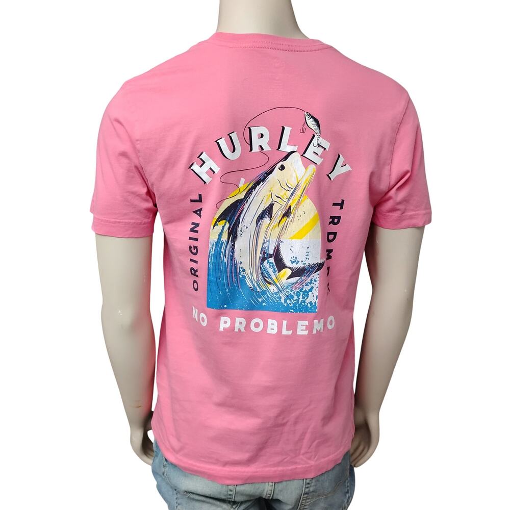 Hurley Short Sleeve Graphic T-shirt Size Medium Pink 100% Cotton